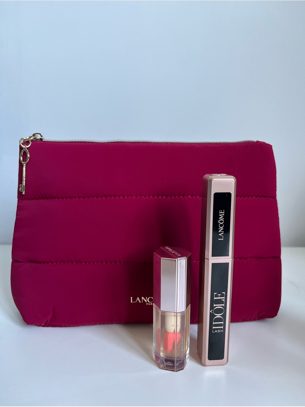 Lancôme Full Size Lash Idôle Mascara & Lip Idôle Butterglow Set + Cosmetic Bag